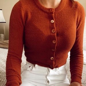 WILFRED FUZZY BUTTON UP CARDIGAN